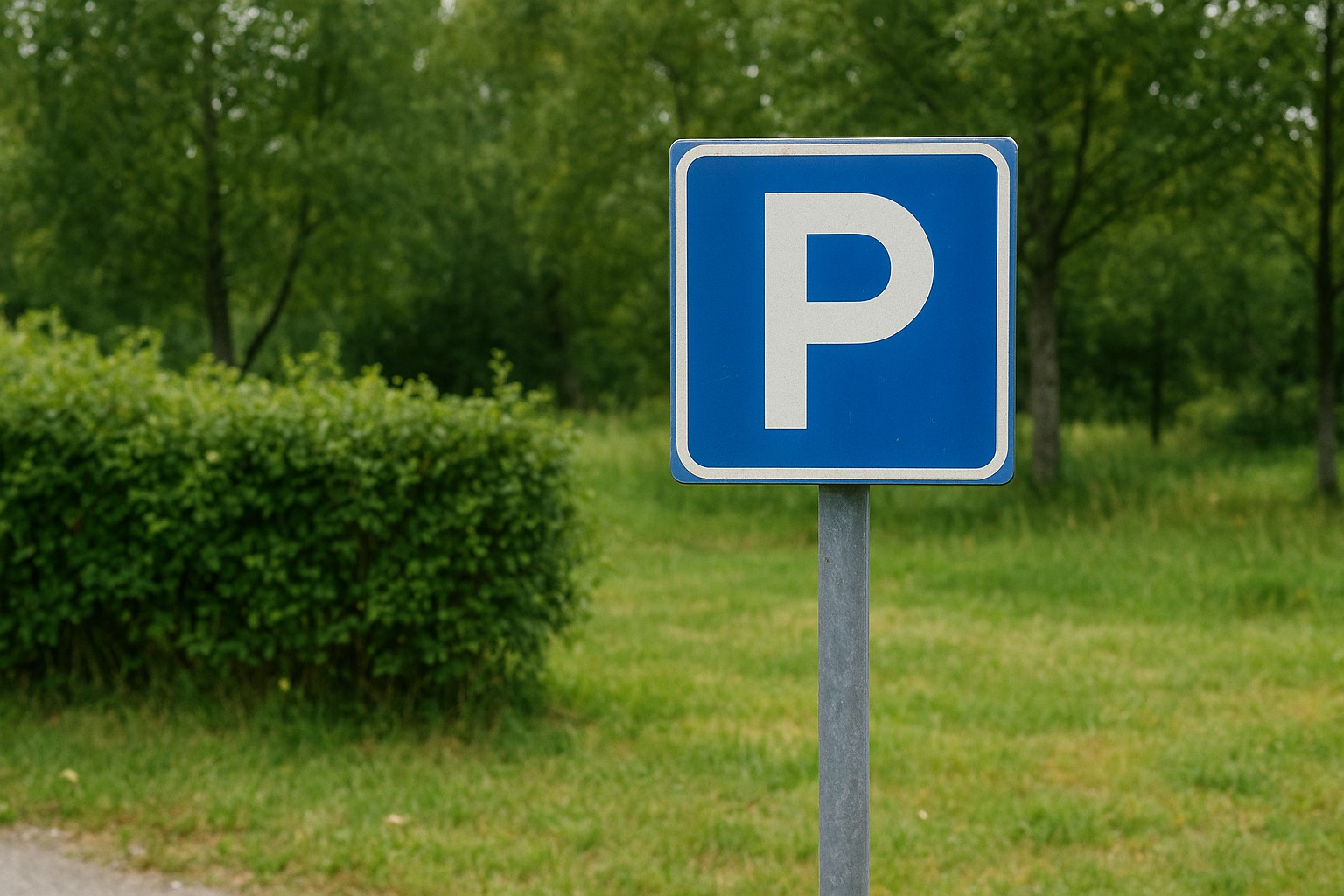En bild av en p-plats skylt sommartid
